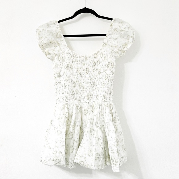 Hollister Floral Puff Sleeve Smocked Mini Dress-Petite Small - Picture 2 of 4